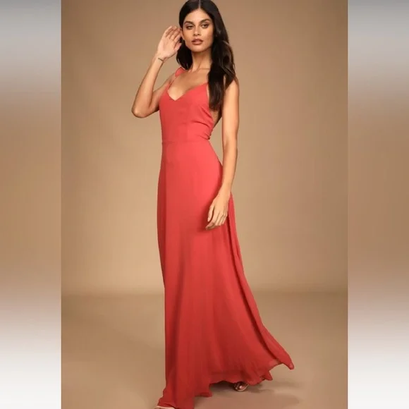 NWT Lulu’s Rise Rusty Rose Maxi Dress - Picture 4 of 7